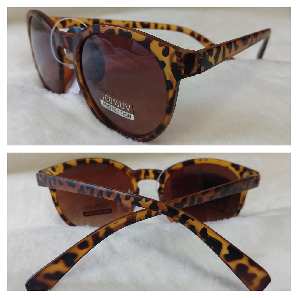 Retro UV 400 Animal Print Clear Sunglasses